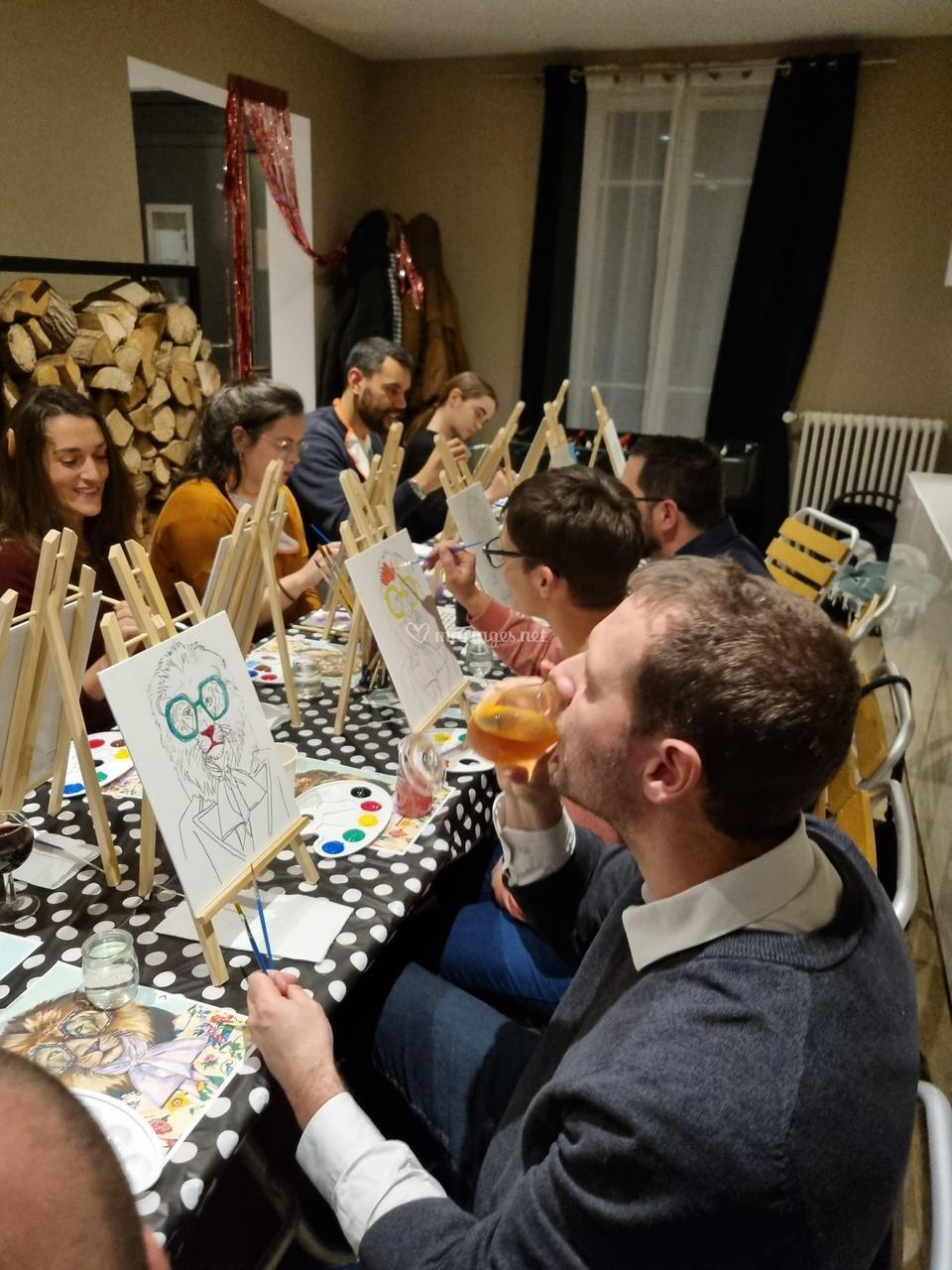 Peinture et dégustation de vin